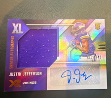 2020 Panini XR Justin Jefferson #RXL-JE RC Rookie XL Swatch Auto Vikings /149