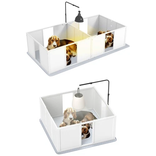 PawHut Whelping Box for Dogs with Retractable Light Stand