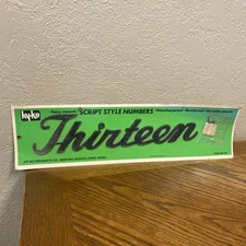 Vintage Hy-Ko Script Style Black House Numbers Rustproof THIRTEEN 13 NOS NEW USA