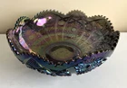 VTG Amethyst Imperial Carnival Glass Bowl Sawtooth 9.75" Bowl Hobstar & Arches