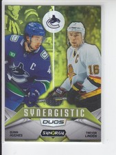 2024-25 Upper Deck Synergy TREVOR LINDEN QUINN HUGHES Synergistic Red /499 SD-6