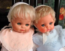 COPPIA BAMBOLE FURGA GIOVANNI E GIOVANNINA  ANNI '60 + CARTOLINA