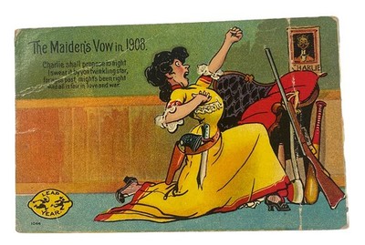 Vintage 1900s Holiday Postcard ~  1908 Leap Year ''The Maiden's Vow''
