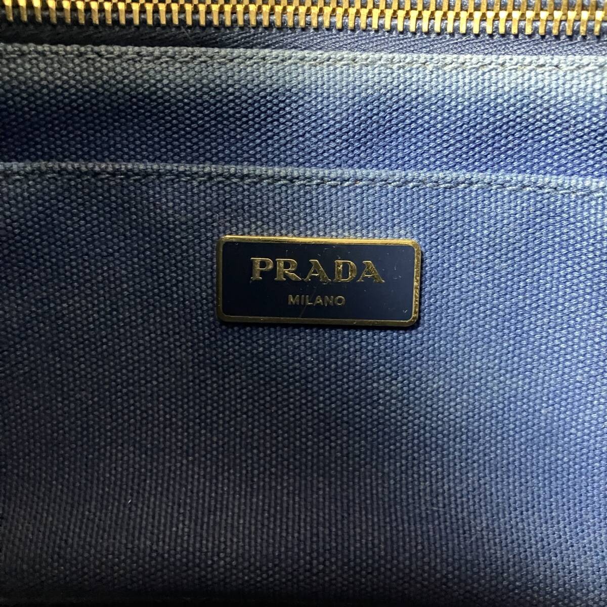 Prada Canapa 710B411 Blue Canvas Shoulder Bag Vintage Authentic thumbnail 9