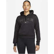 Nike Women's One Therma-FIT Graphic Hoodie Black/Lt Iron Ore, Small - Women's At