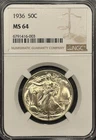 1936 WALKING LIBERTY HALF DOLLAR NGC MS64