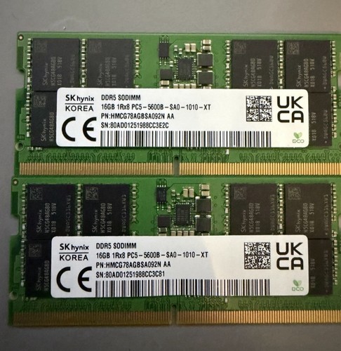 SK Hynix 32GB (2x16GB) DDR5 5600MHz SODIMM RAM HMCG78AGBSA092N 1Rx8 - Tested