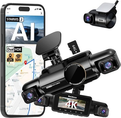 Neideso Dash Cam 4K 4 Channel AI WiFi GPS Night Vision Driver Monitor Parking