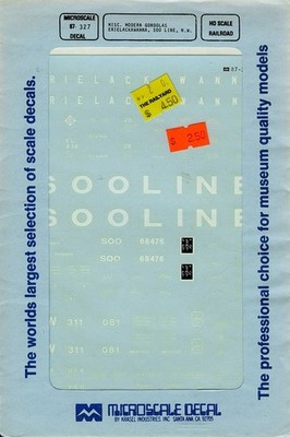 Microscale Decals - HO 87-327 Assorted 52' Gondolas EL, N&W, Soo 1969+ OLD Stock