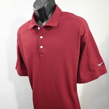 Nike Golf Polo Mens Size Large Sphere Dry Performance Burgundy Short Sleeve