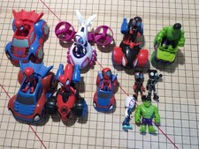 Spidey And His Amazing Friends 18 Lot Figures Vehicles Cars Cycle Spin Gwen
