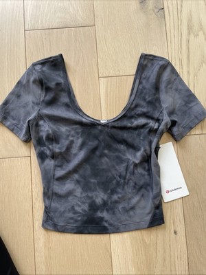 Lululemon Align Tee Nulu Slim Fit Cropped Length Top Gray Size 2 Small NWT