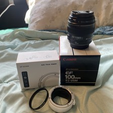 Canon EF 100mm f/2 USM Lens Made in Japan EF RF adapter and UV filter