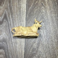 Vintage Nativity Laying Cow Ox Figure Cream Molded Plastic Creche Replacement