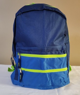 Basic Backpack 15'' Navy, Blue with Lime green accents