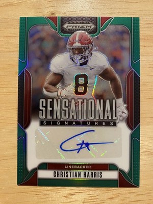 2025 Prizm Draft Picks Christian Harris Green Sensational Signatures Auto - Bama