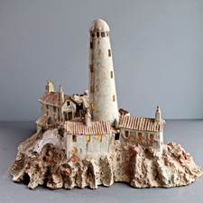 Vintage Lighthouse Lamp - Large Stoneware Sculptural Coastal Lighthouse Model