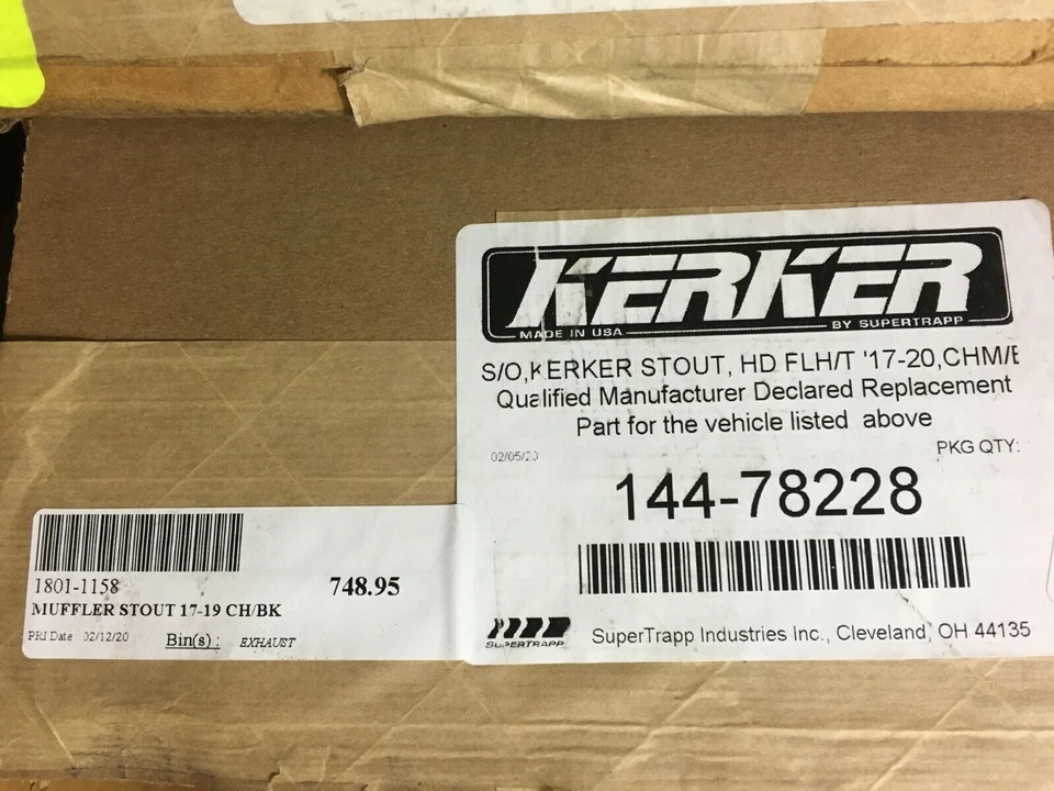 KERKER 144-78228 SLIP-ON STOUT MUFFLER HD FLH/T '17-20 CHROME/BLACK 1801-1158 — 第 2/2 张图片