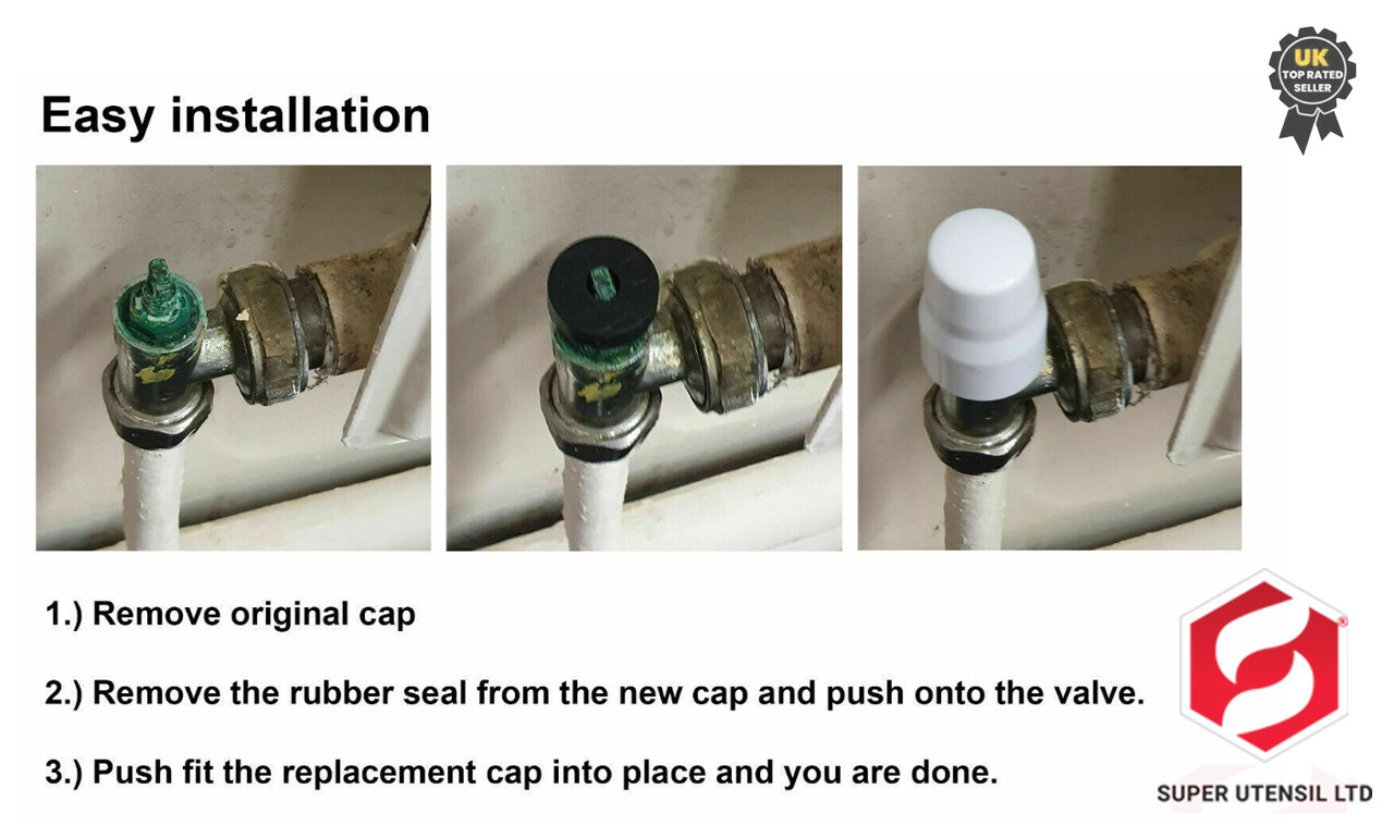 10 X Central heating Radiator Replacement Caps / Cap Universal Valve White New eBay