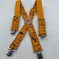 CLC Work Gear MENS Yellow Black Measuring Tape Carpenter Adjustable Suspenders