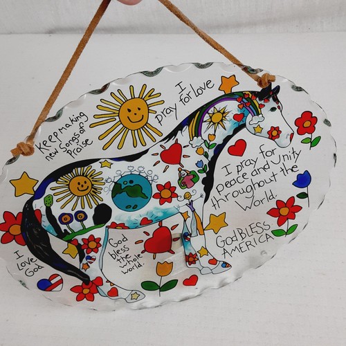 Joan Baker Designs Painted Horse Glass Sun Catcher Childrens Prayer Pony Hanging - Picture 10 of 15