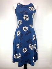Banana Republic Womens A Line Dress Blue White Hawaiian Floral Keyhole 0 New