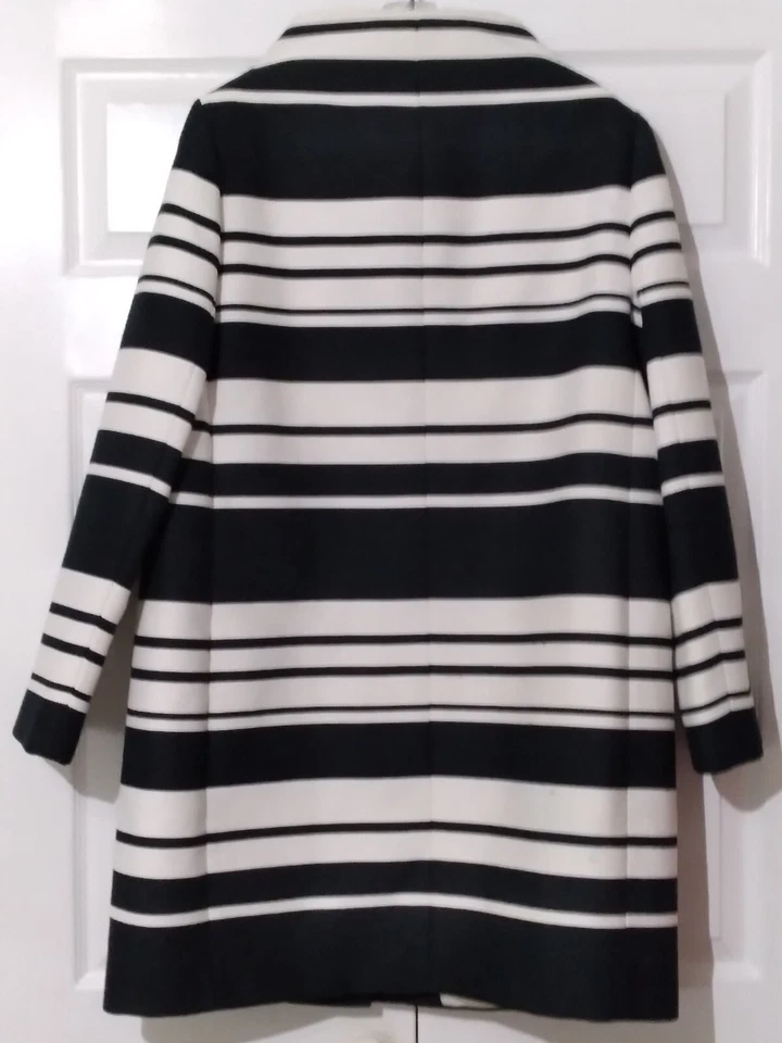 Abrigo Chaqueta Kate Spade Para Mujer 14 Blanco y Negro Rayas Arco Usado Foto 4 de 4