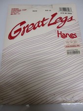 1 PR HANES GREAT LEGS SHEER CONTROL TOP SANDALFOOT PANTYHOSE SIZE CD WHITE