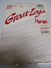 1 PR HANES GREAT LEGS SHEER CONTROL TOP SANDALFOOT PANTYHOSE SIZE CD WHITE