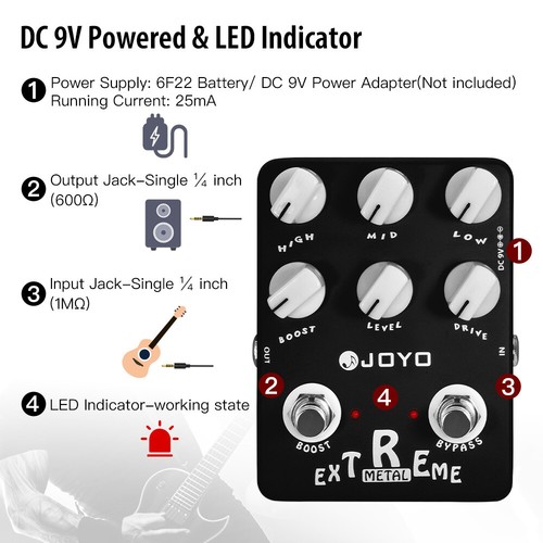 JOYO Electric Guitar Effects Pedal Distortion Overdrive Metal Shell True Bypass - Picture 88 of 124