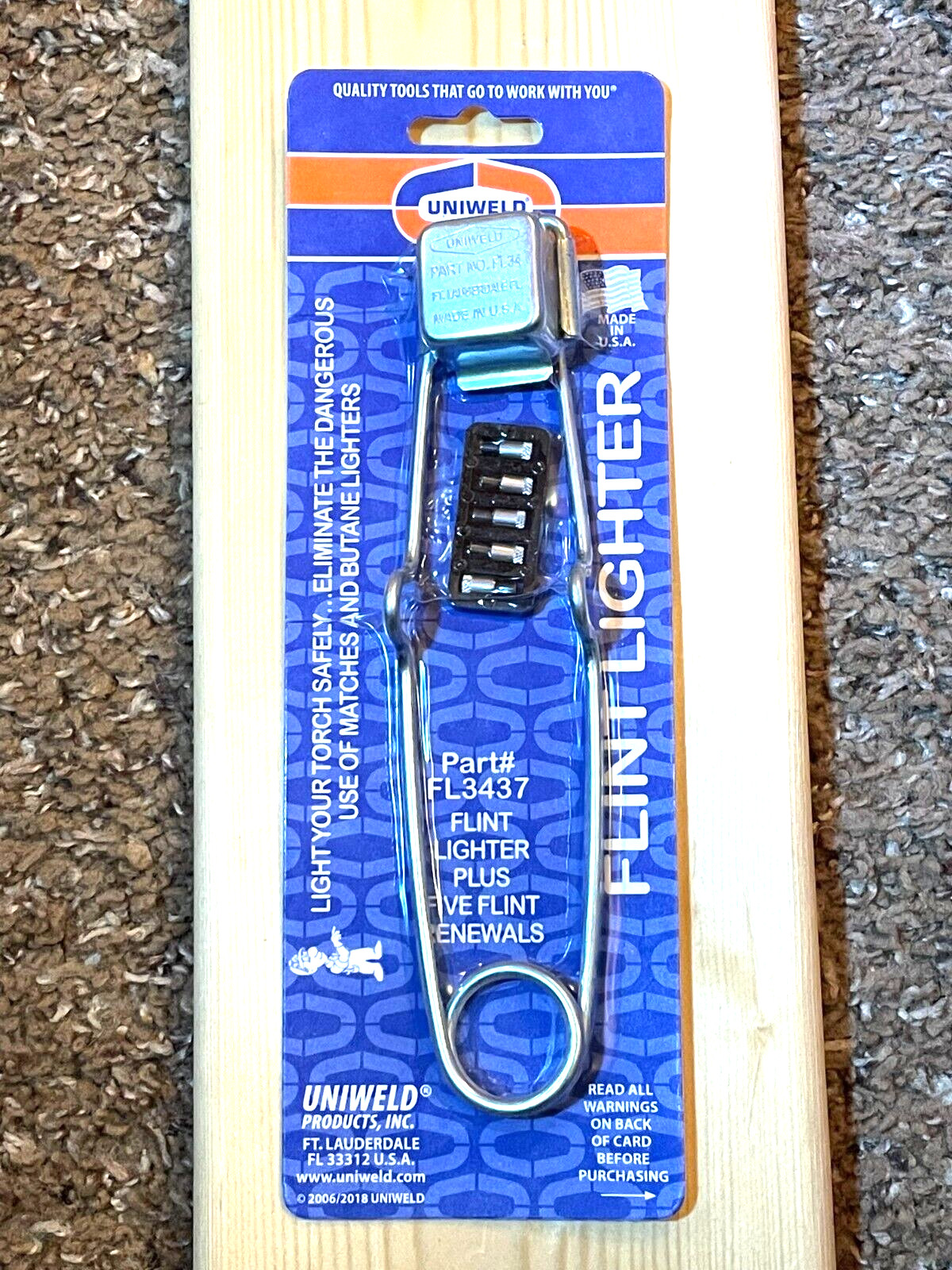 Welding Brazing Spark Lighter, Uniweld Quality, Made in USA, 5 Spare Flints NEW