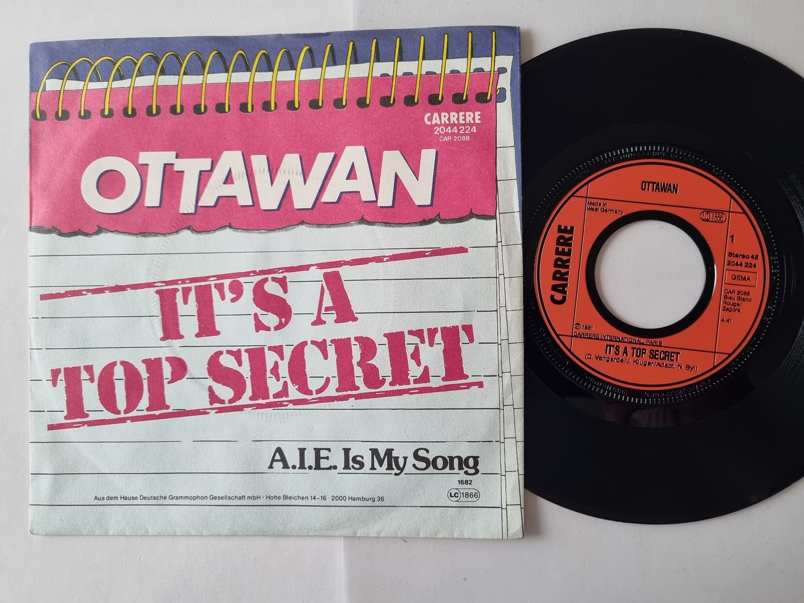 Ottawan - It's a top secret/ A.I.E. is my song 7'' Vinyl Germany
