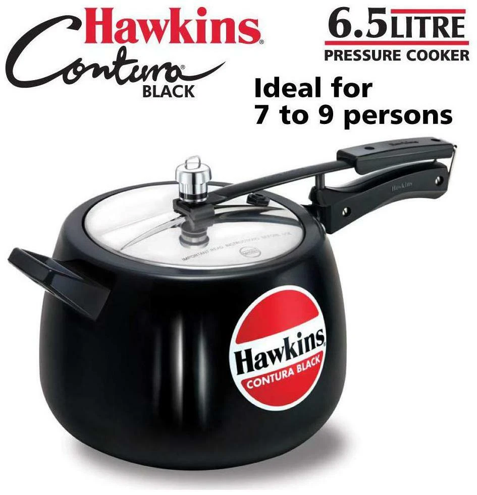 Hawkins Contura Black Hard-Anodized Aluminium 6.5 L Inner Lid Pressure-oKn