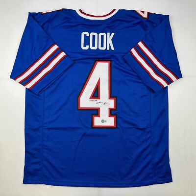 Autographed/Signed James Cook Buffalo Blue Football Jersey Beckett