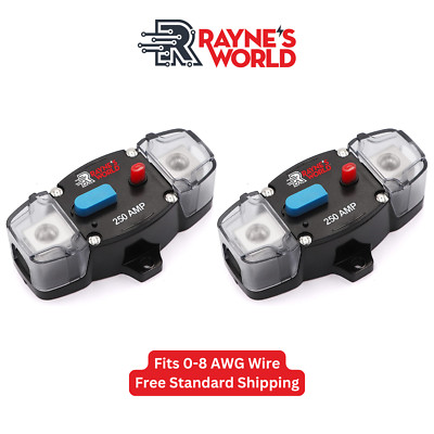 2 PACK 250 Amp 12-48V DC Inline Circuit Breaker w/ Cover Car/Audio/Boat/Solar
