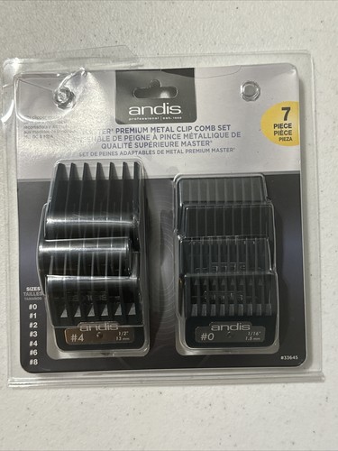 Andis Master Premium Metal Clip Comb Set 7 Pieces #33645 NIP - Afbeelding 1 van 3