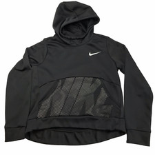 Nike Black Hooded Sweatshirt Fleece Pullover Youth Boys Large Reflective Logo