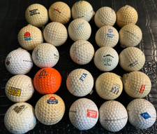 Vintage lot of 25 Logo Golf Balls Brands Advertising Collectible SM1-F 