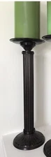 Metal Pillar-style Candlesticks with Candle, 3 available. Measures 12 inch tall