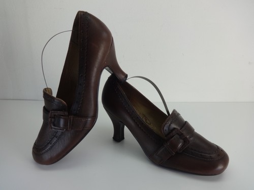 Womens Shoes Size 5 UK HUSH PUPPIES Brown Leather Slip On Ladies Court Heels - Picture 3 of 15