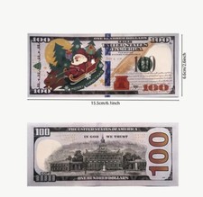 x5 FIVE Pack - Santa Claus Christmas 100 Novelty Colorized Paper Money Bill