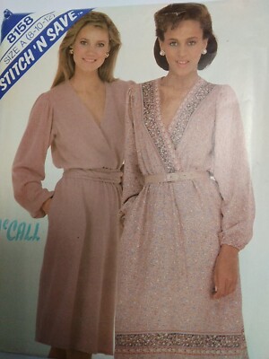 Dress 8 10 12 McCalls Stitch N Save 8158 Sewing Pattern UC VTG V Neck Crossover