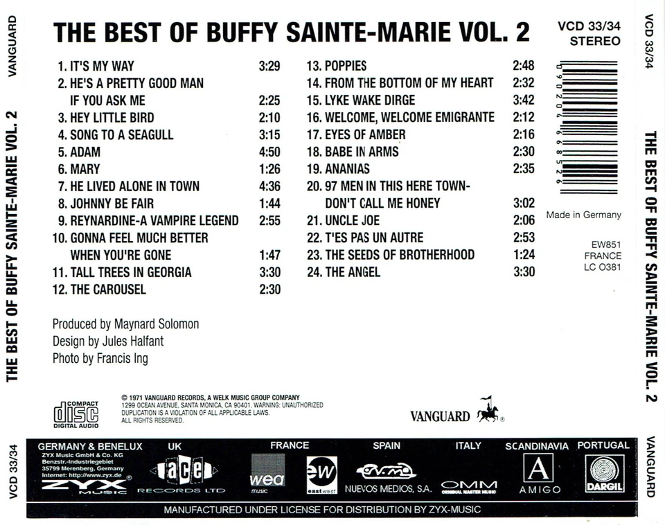 (CD) Buffy Sainte-Marie – The Best Of Buffy Sainte-Marie Volume 2 - Bild 2 von 2