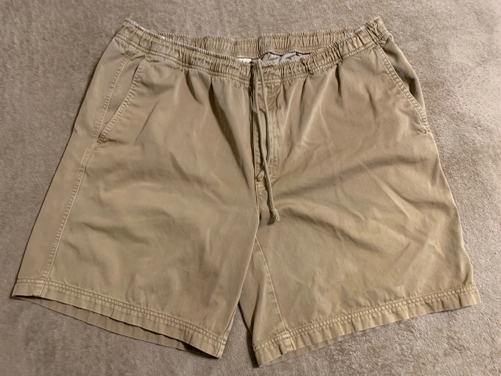 Orvis 100% Cotton Shorts Elastic Waist Drawstring 9" Inseam Mens Size 42