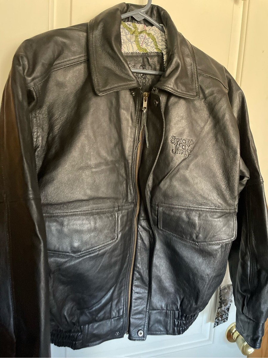 Spiced Jack No 94 men's black leather jacket size M zip up