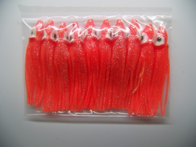 2-1/8'' Octopus Squid Skirt North Pacific Trolling Lure Vinyl Glow 10 Pack 