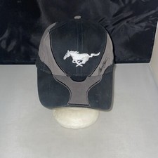 Ford Mustang Hat / Cap - Black  Gray W/ Pony Tri Bar Emblem / Logo Licensed 