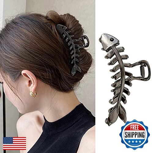BELSITA Fischgräten Haarspange, 1 Stück groß Metall schwarz rutschfest Haar Kiefer Klemmen - Bild 1 von 5