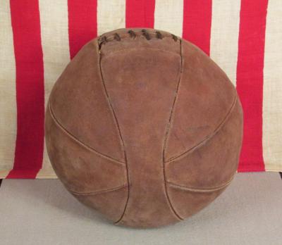Vintage 1930s FAO Schwarz Leather Medicine Ball w/Laces Boxing 6