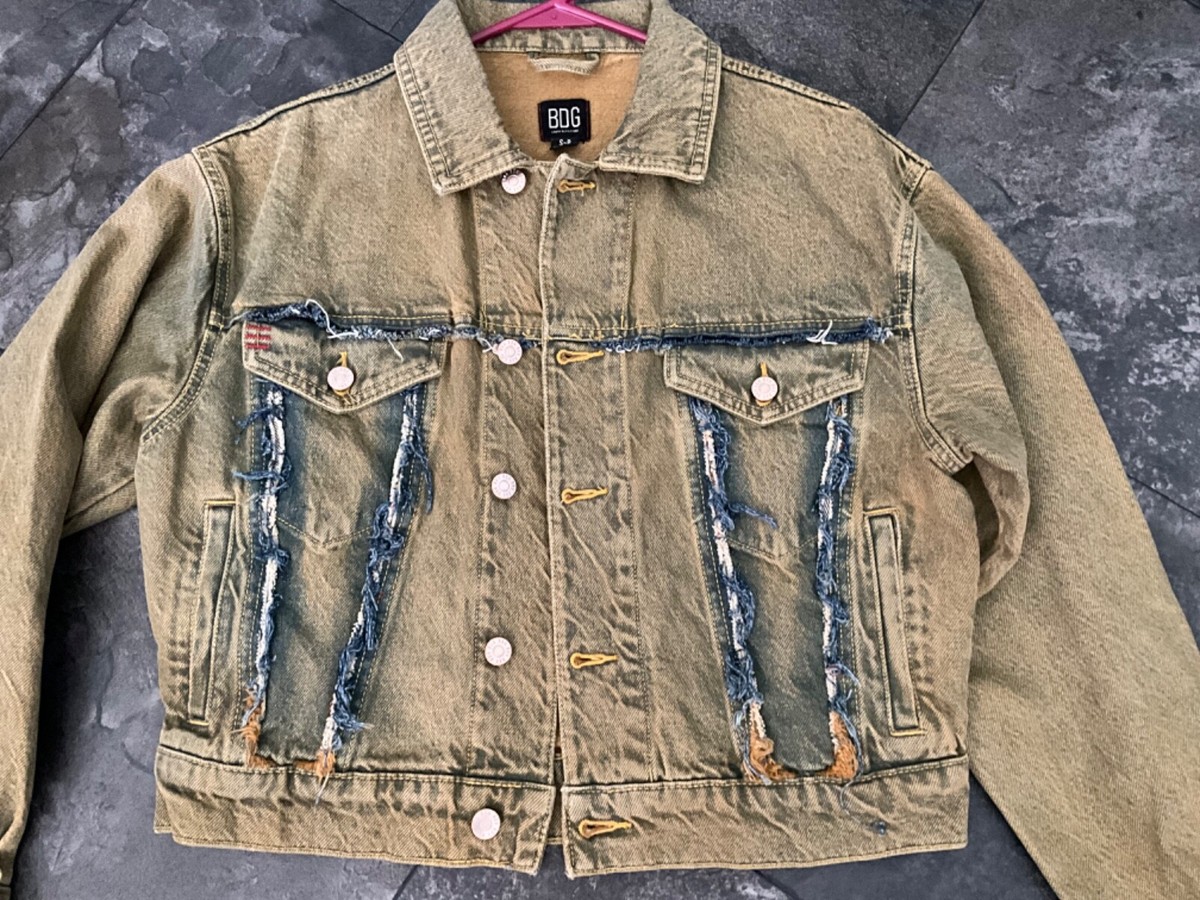 URBAN OUTFITTERS BDG JEAN JACKET SIZE SMALL DENIM OVER SIZED GOLD unisex